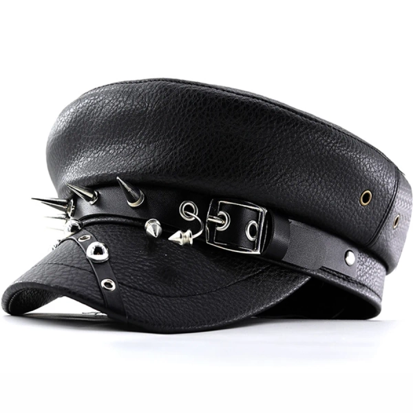 Women's Trendy Beret Black Pu Leather Flat Top Captain Military Caps Women's Accessories - AliExpress 200000297
