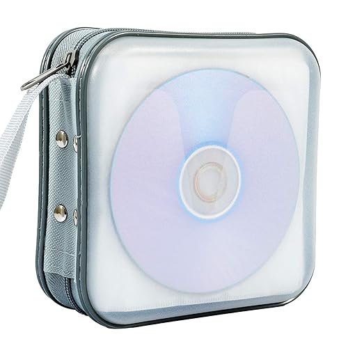 Jalisiol CD Case, CD/DVD Case Wallet 40 Capacity Protective CD VCD Case Storage Organizer Binder Booklet Album Wallet for Home Car (White) - White