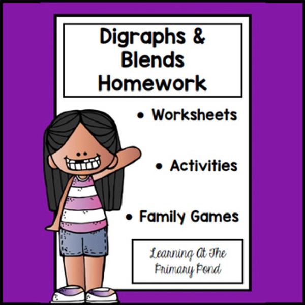Blends and Digraphs Worksheets and Family Literacy Games