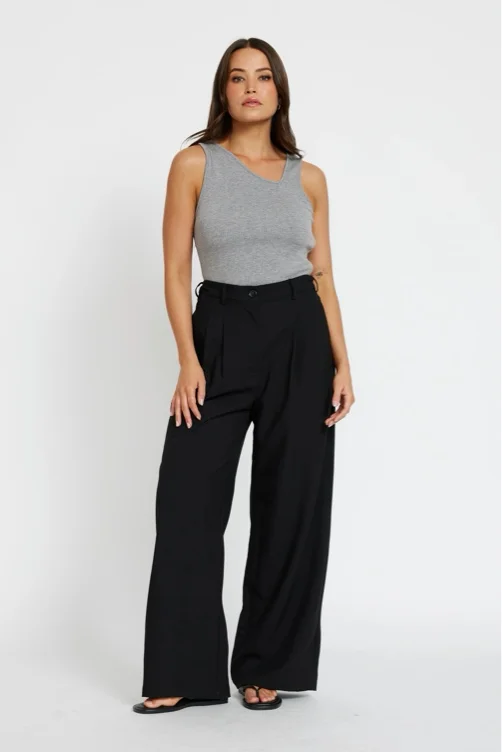 Zadie Adjustable Wide Leg Trouser - Black | M