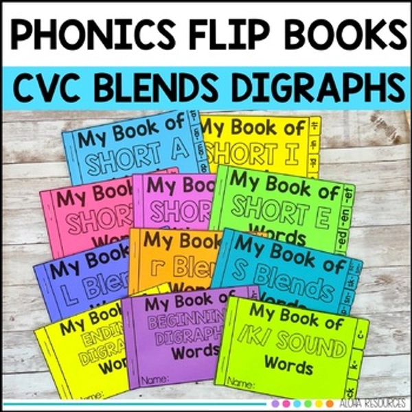 CVC | Beginning Blends | Digraphs | The /K/ Sound Short Vowel Phonics Flip Books