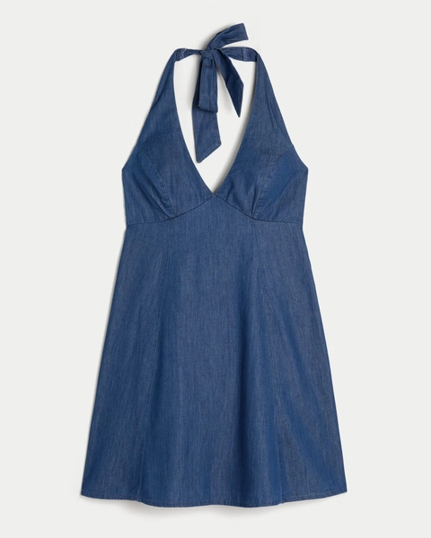 Open Back Halter Mini Dress