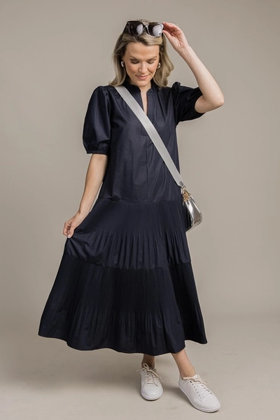 Poplin Pleat Belted Midi