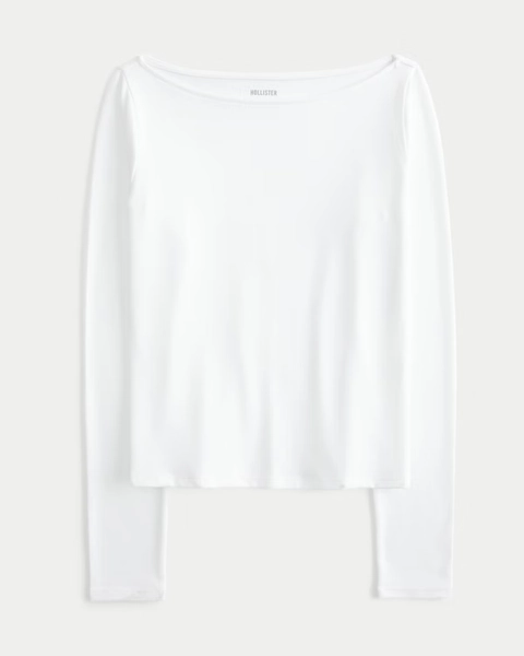 Women's Soft Stretch Seamless Fabric Boat-Neck Top | Women's Tops | HollisterCo.com