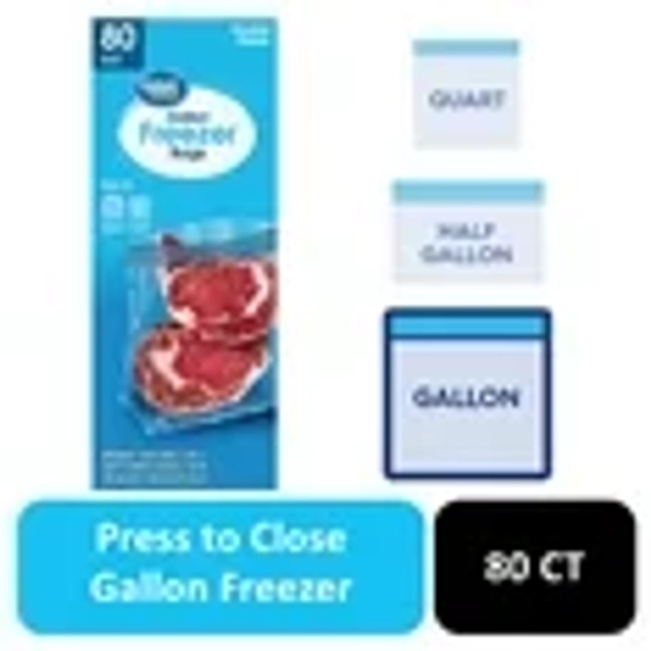 Great Value Freezer Guard Double Zipper Freezer Bags, Gallon, 80 Count