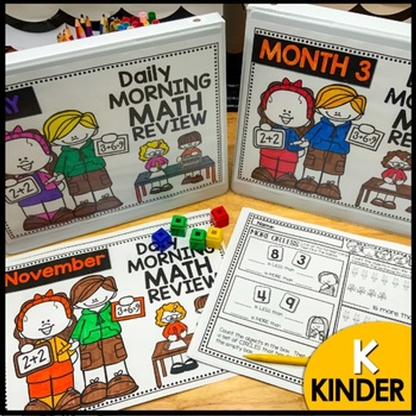 Daily Math Warm Ups Kindergarten Morning Work August - Summer Spiral Review