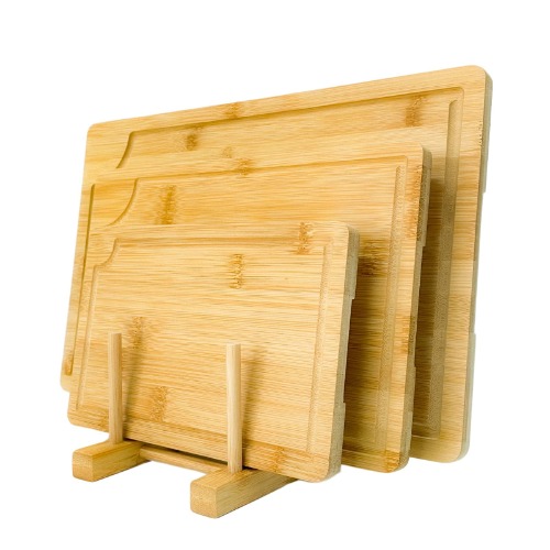 TTFP Wooden Chopping Board Set of 3, 1.5cm Thickness Bamboo Cutting Boards, Mats & Sets with Holder