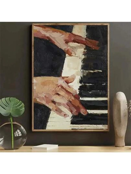 1 pieza Cartel de arte de piano vintage en lienzo - Marco opcional Decoración de pared para amantes de la música, ideal para dormitorio, oficina, sala de estar, café, bar, estilo Art Deco clásico con glamour, obra de arte en tinta sobre lienzo, orientación vertical, compatible para uso en interiores y exteriores, apropiado para el hogar, oficina, sala de estar, dormitorio, comedor, cocina