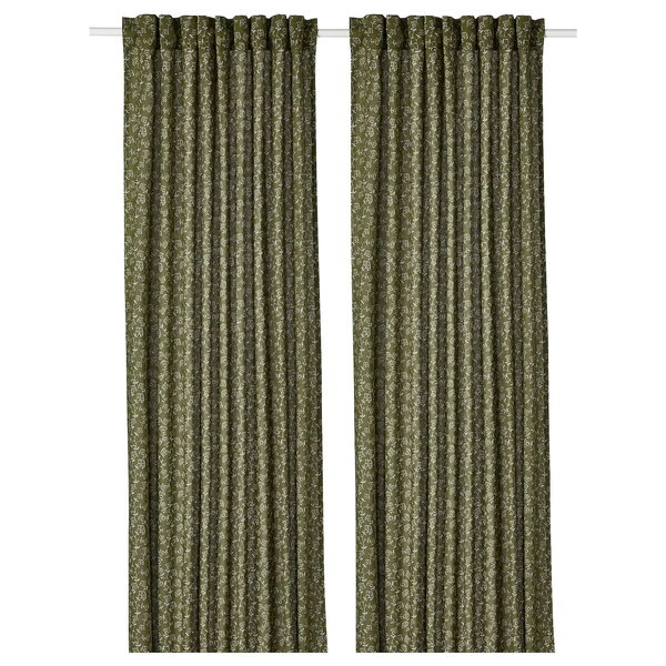 green curtains