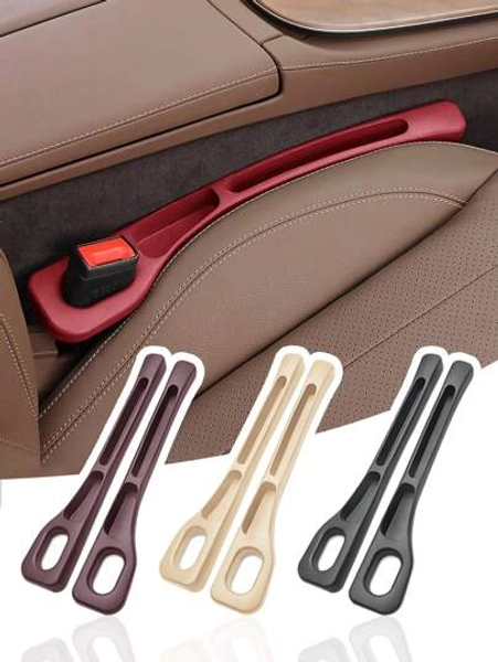 2pcs Car Seat Gap Filler Organizer Pockets, Dual Slot Design For Keys, Phones, Made Of Soft Material, Non-Deformable, Car Interior Accessory