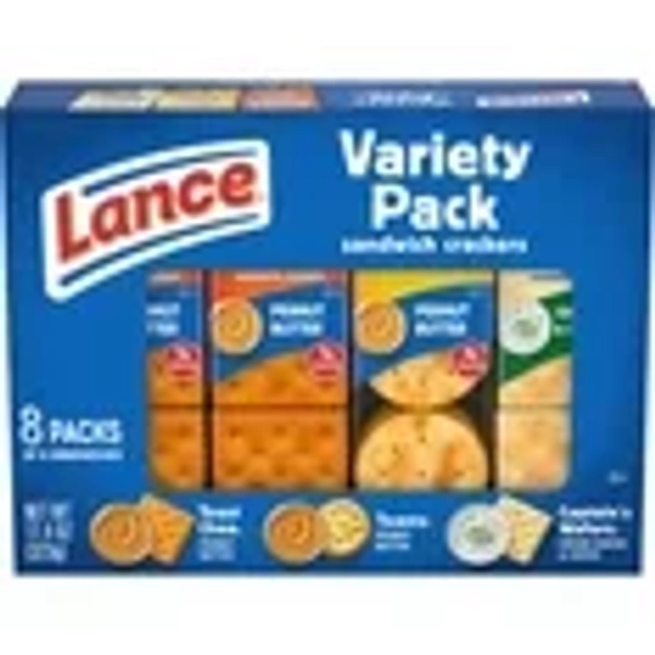Lance Sandwich Crackers, Variety Pack, 3 Flavors, 8 Individually Wrapped Packs, 6 Sandwiches Each