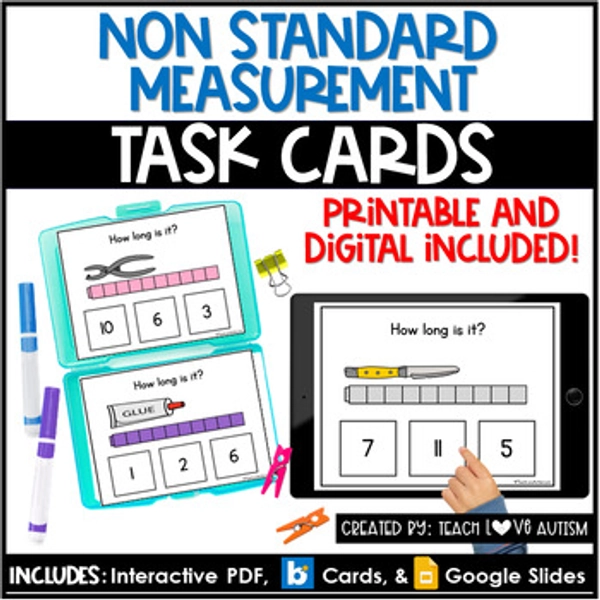 Non Standard Measurement | Math Printable Task Cards | Boom Cards