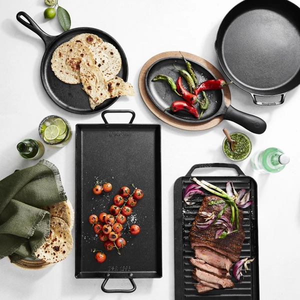 Lodge Chef Collection Seasoned Cast Iron Double Burner Reversible Grill/Griddle