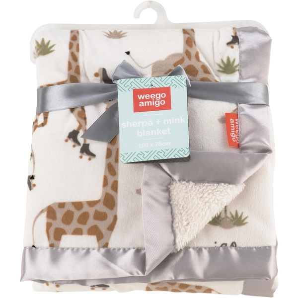 Weegoamigo Sherpa &amp; Mink Blanket - Stevie Necks Giraffe