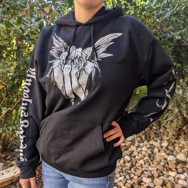 Black Fallen Angel Hoodie - FRONT IMAGE