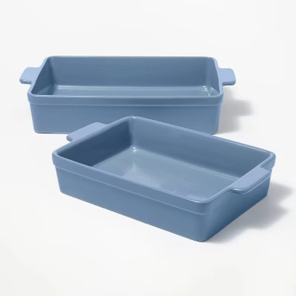 2pc Stoneware Rectangle Baking Dish Set Blue - Figmint™: Bakeware, Freezer & Microwave Safe, Oven-Safe to 500°F