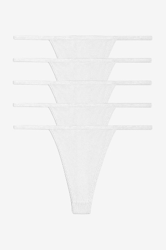 43013 - 5-Pack Baby Rib Thong | White / S
