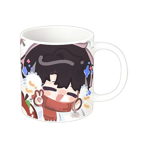 Anxiri Cute Rafayel Sylus Coffee Mug 12Oz Love and Deepspace Xavier Zayne Ceramic Water Mug for Drink with Spoon Lid Coaster (Caleb) - Caleb