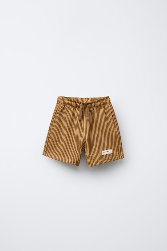STRIPED LABEL PLUSH SHORTS
