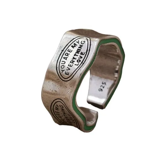 Green Stripe Letter Ring | Default Title