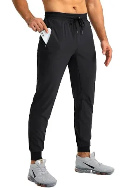 Pudolla Men's Lightweight Jogger Pants Workout Running Tapered Joggers for Men with Zipper Pockets for Athletic Travel Casual(Black Large) : Clothing, Shoes & Jewelry