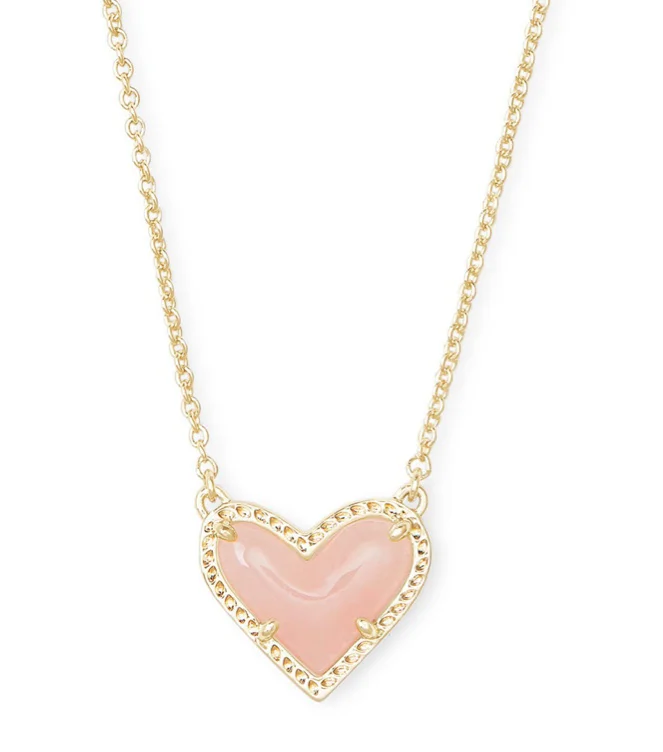 Ari Heart Gold Pendant Necklace in Rose Quartz - Kendra Scott Official | Jewelry, Personalized Gifts & Watches