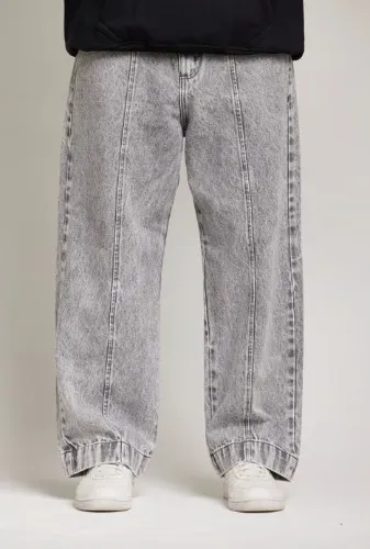 Calça Wide Jeans Mármore