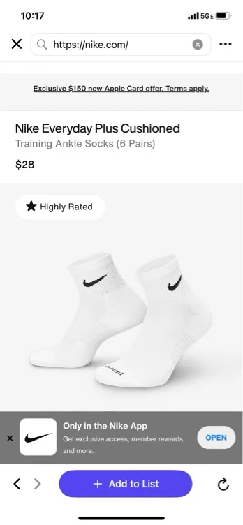 Ankle Nike socks