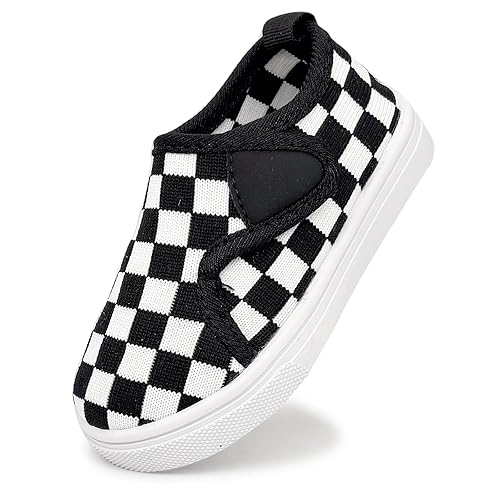 iSusuJo Baby Shoes Boy Girl Walking Slip On Sneakers Infant First Walker Shoes 6 9 12 15 18 24 Months - 12-18 Months Infant - 012-black White