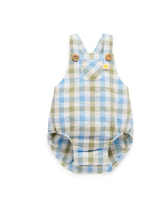 Seagrass Check Overalls - Purebaby