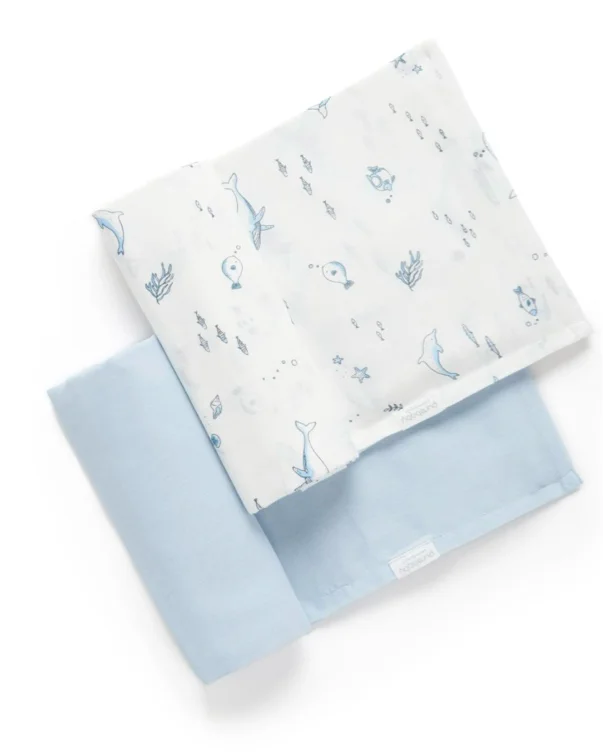2 Pack Nautical Muslin Wrap - Purebaby