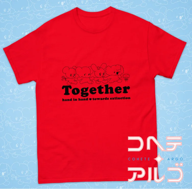 Together To Extinction [T-Shirt] Kawaii Softcore Fairy Kei Vintage Yandere Funny animals 80s nuclear