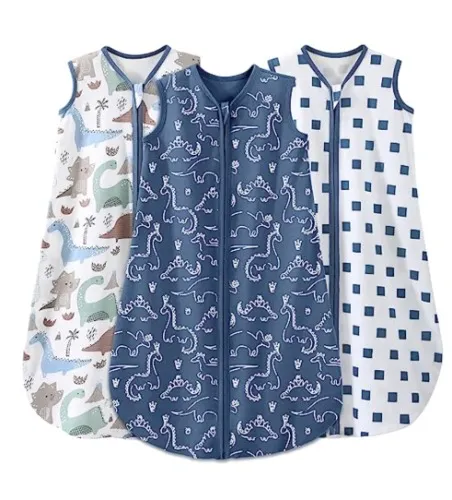 Baby Sleep Sack Baby Wearable Blanket 100% Cotton 2-Way Zipper TOG 0.5, Dinosaur (3 Pack)