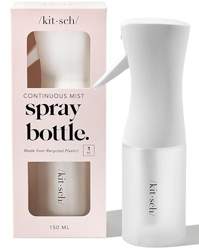 Kitsch Spray Bottle for Hair - Continuous Water Mister with Ultra Fine Mist for Hairstyling, Barbers, Salons, Plants, Versatile Spray Bottles for Cleaning - Made from Recycled Plastic - White, 5 oz - White