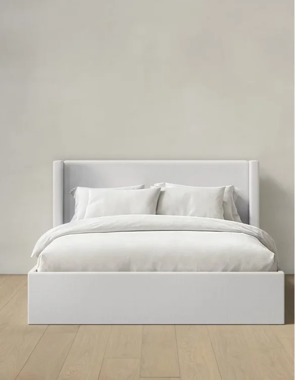 Linen Wingback Bed - Low Headboard
