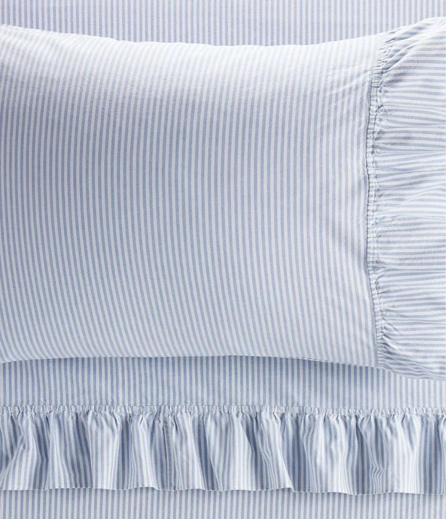 Washed Cotton Ruffle Stripe Sheet Set