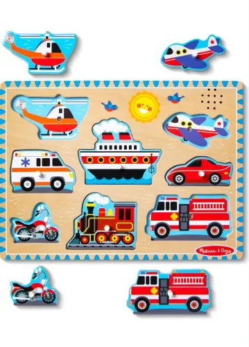 Melissa & Doug - Vehicles Sound Puzzle - 8 Pieces : Amazon.com.au: Toys & Games