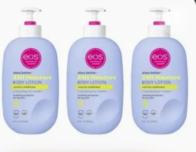 (3 pack) eos Shea Better Body Lotion - Vanilla Cashmere, for Dryness, 16 fl oz