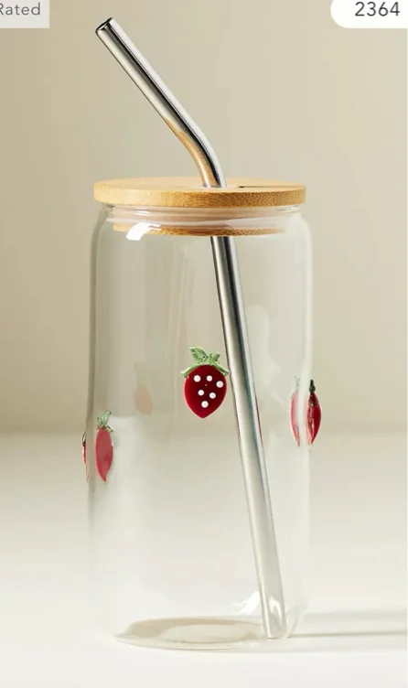 Icon Juice Sipper Glass-Strawberries