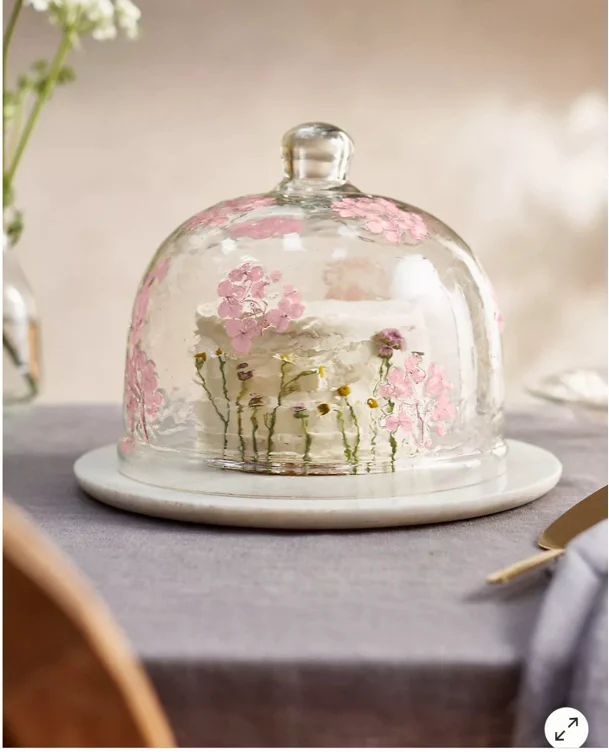Pressed Floral Glass Cloche