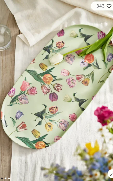 By Hope Floral Tulip Melamine Serving Platter