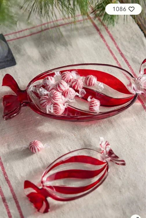 Striped Glass Candy Dish