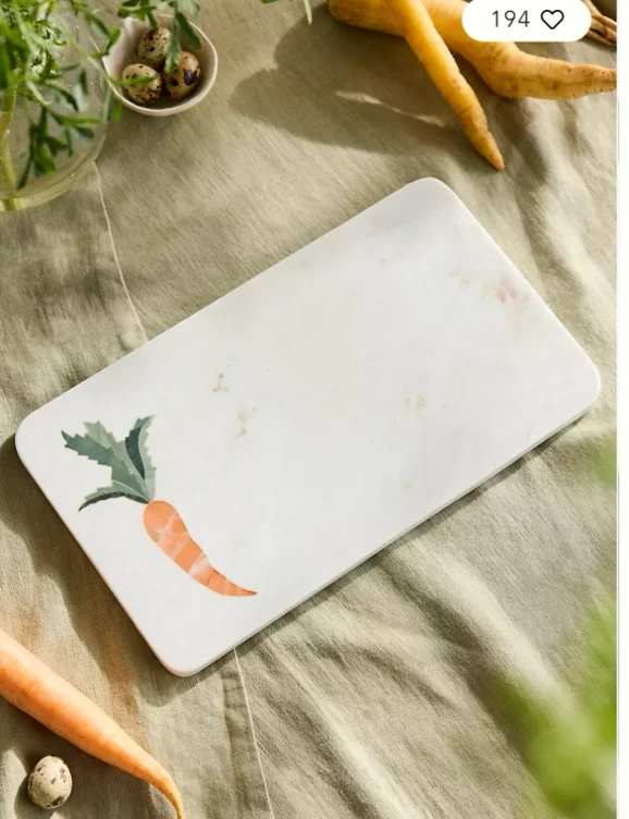 Carrot Inlay Marble Serving Board