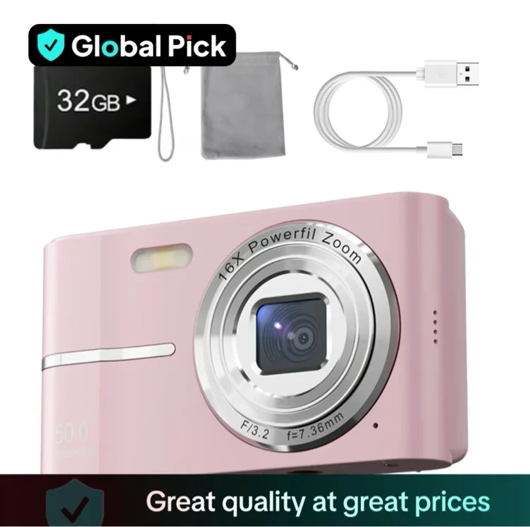 FHD 1080P Digital Camera with SD Card, 16X Digital Zoom Camera, - TikTok Shop