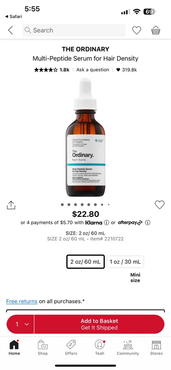 Multi-Peptide Serum for Hair Density - The Ordinary | Sephora