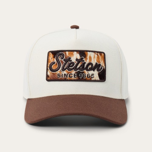 Cowhide Patch Trucker Hat | Off White / Brown / O/S