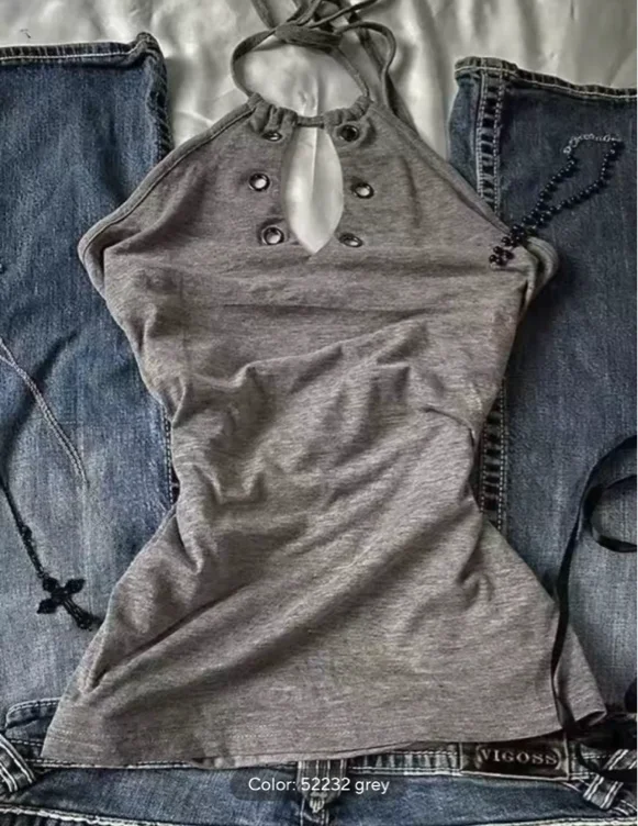 Sexy Gothic Women's T-shirt Punk Slim Lace Crop Tank Tops Vintage Y2k Harajuku 2000s American Grunge Backless Emo Chic Camis - AliExpress 200000345