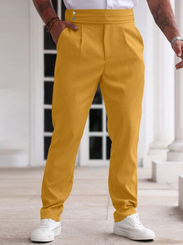 Manfinity Homme Men's Solid Color Patch Pocket Casual Straight Leg Trousers