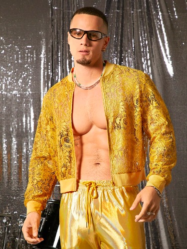 FeverCity Men's Loose Lace Long Sleeve Jacket & Coat