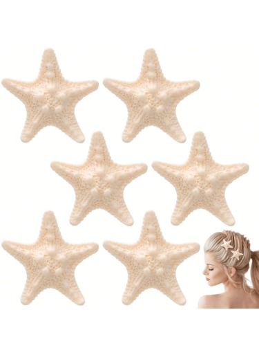 6pcs Realistic Ocean Starfish Hair Clips, Perfect For Vacation